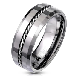 Bague tungstène homme fil barbelé – Alliance moderne et résistante