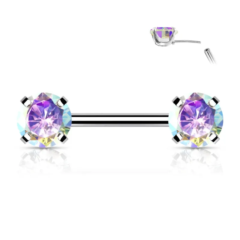 Piercing téton push-in strass aurore boréale