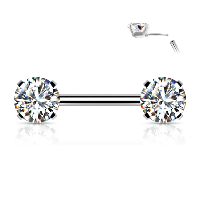 Piercing téton push-in strass blancs