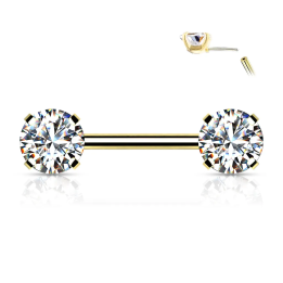 Piercing téton doré avec strass cristal push-in