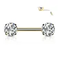 Piercing téton  doré push-in strass blancs
