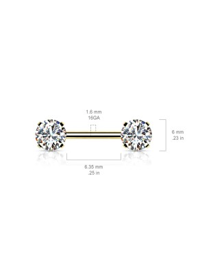 Piercing téton doré avec strass cristal push-in