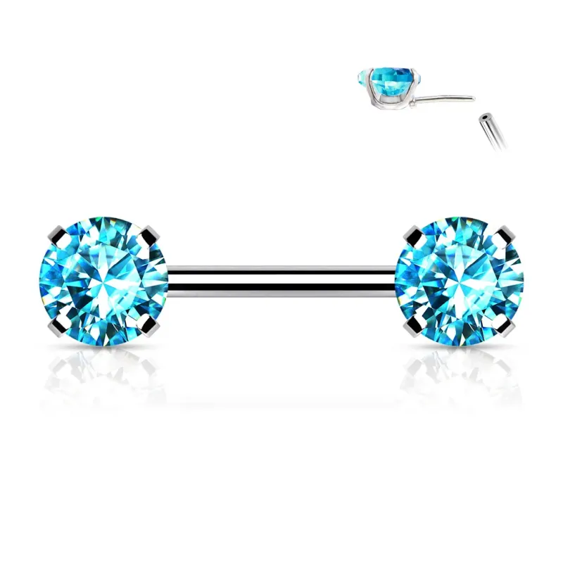 Piercing téton push-in strass turquoises