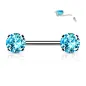 Piercing téton push-in strass turquoises