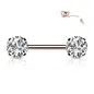 Piercing téton rose gold push-in strass blancs