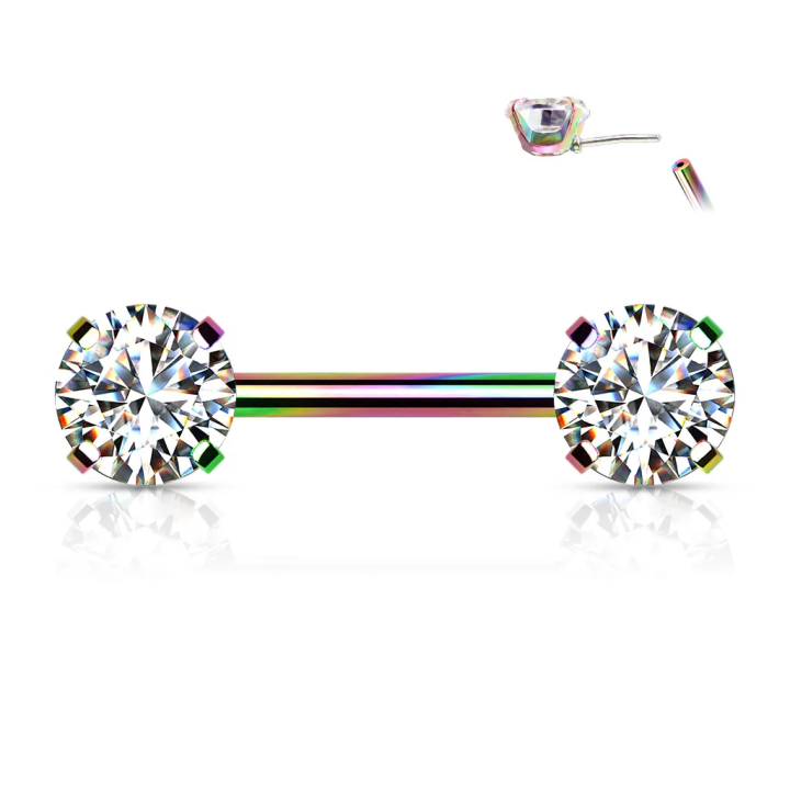 Piercing téton Rainbow push-in strass cristal