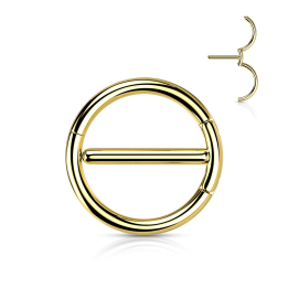 Piercing téton cercle doré en acier chirurgical - Sein, Mamelon