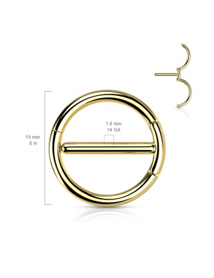 Piercing téton cercle doré en acier chirurgical - Sein, Mamelon