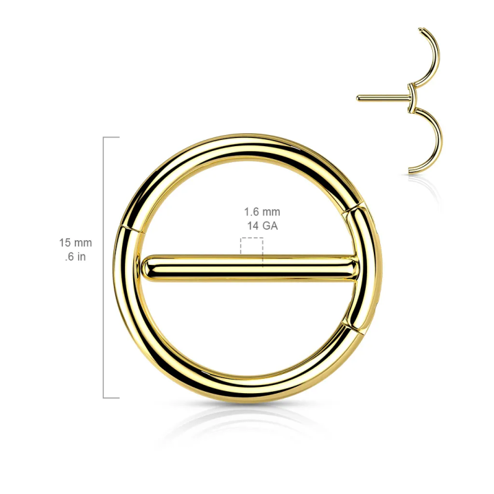 Piercing téton cercle doré en acier chirurgical - Sein, Mamelon