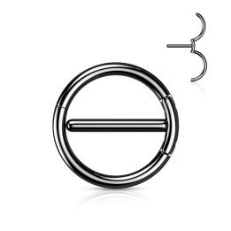 Piercing téton cercle noir en acier chirurgical - Sein, Mamelon