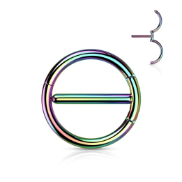 Piercing téton cercle rainbow en acier chirurgical - Sein, Mamelon