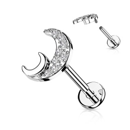 Piercing oreille croissant de lune cristal acier chirurgical