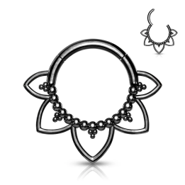 Piercing anneau lotus noir septum daith acier chirurgical