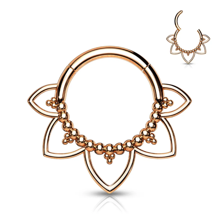 Piercing anneau lotus cuivré septum daith acier chirurgical