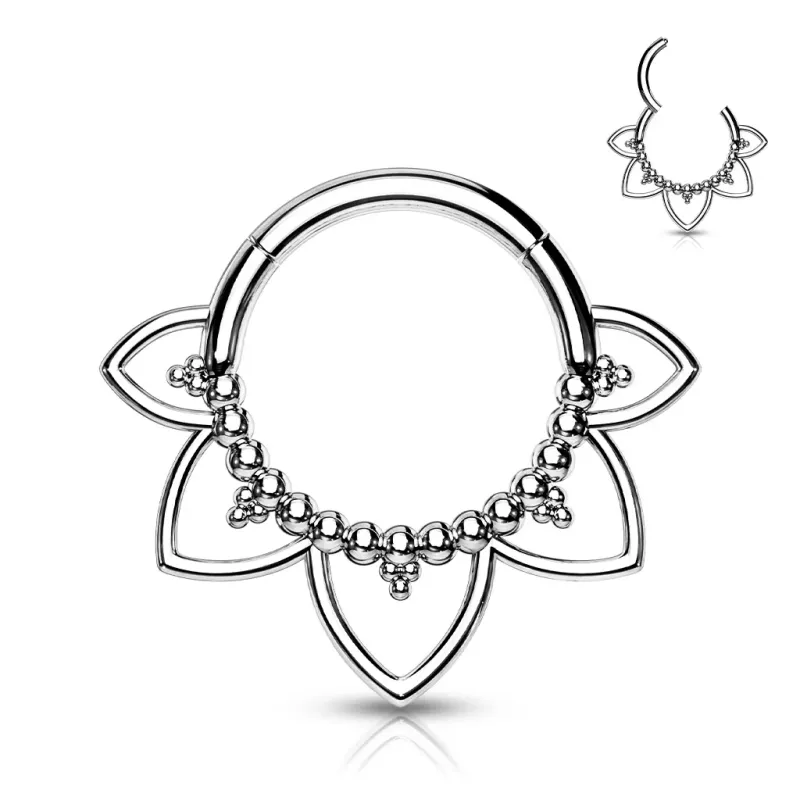 Piercing anneau septum daith filigrane foral argenté