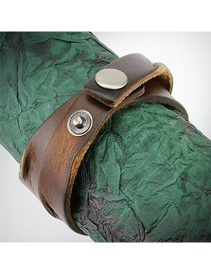 Bracelet Homme en Cuir Marron Bords Ecrasés
