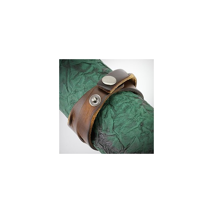 Bracelet Homme en Cuir Marron Bords Ecrasés