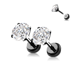 Faux plug noir acier zirconium – Strass 3 à 8 mm