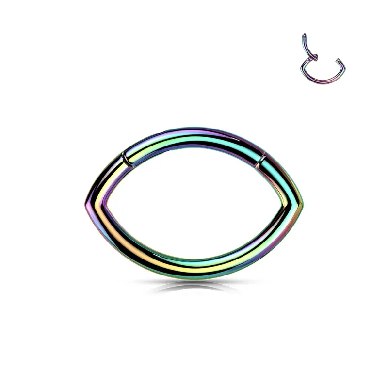 Piercing anneau ovale en titane rainbow