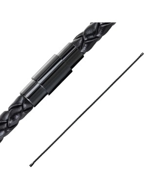 Bracelet cuir PU noir tressé avec fermoir magnétique acier noir