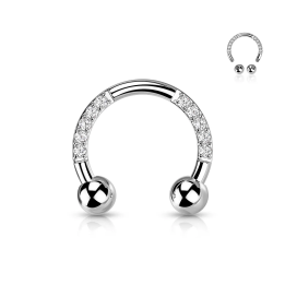 Piercing fer à cheval titane strass 8 mm 10 mm daith