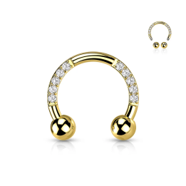 Piercing fer à cheval titane doré strass 8 mm 10 mm