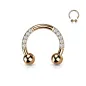 Piercing fer à cheval en titane rose gold strass scintillants