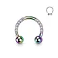 Piercing fer à cheval en titane Rainbow strass scintillants