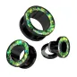Piercing tunnel oreille noir anneau opalescent