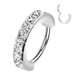 Anneau oreille acier strass carrés piercing hélix conch