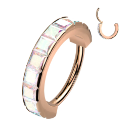 Anneau oreille rose gold acier strass carrés hélix conch
