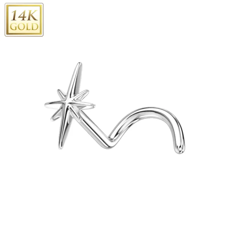 Piercing nez en or blanc 14 carats étoile scintillante