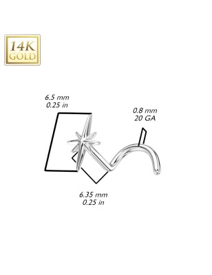 Piercing de nez étoile en or blanc 14 carats | Bijou raffiné élégant