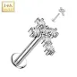 Piercing d'oreille croix en or blanc 14 carats