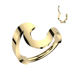 Anneau oreille acier doré motif vague piercing hélix