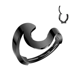 Anneau oreille acier noir motif vague piercing hélix