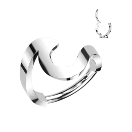 Anneau oreille acier argenté motif vague piercing hélix