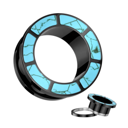 Tunnel d’oreille acier noir turquoise – Piercing élégant