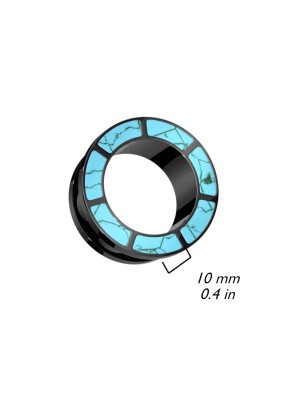 Tunnel d’oreille acier noir turquoise – Piercing élégant