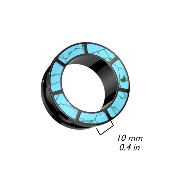 Tunnel d’oreille acier noir turquoise – Piercing élégant