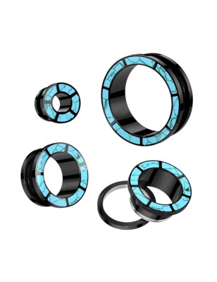 Tunnel d’oreille acier noir turquoise – Piercing élégant