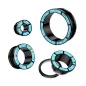 Piercing tunnel oreille noir avec incrustations de turquoise