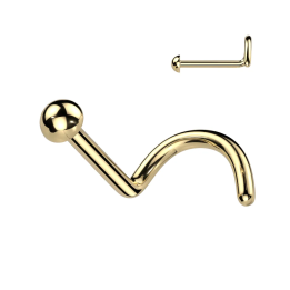 Piercing nez titane doré avec dôme – bijou nasal hypoallergénique