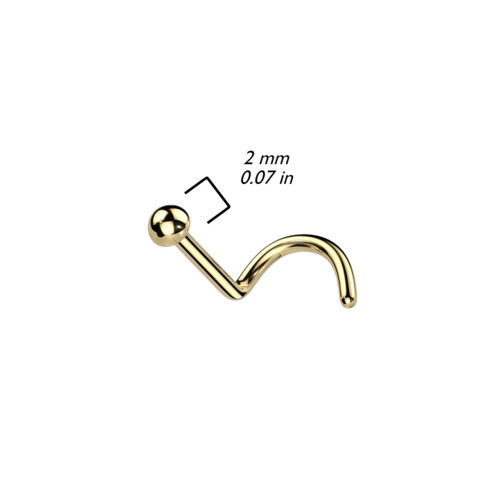Piercing nez titane doré avec dôme – bijou nasal hypoallergénique