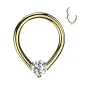 Piercing anneau septum daith larme doré strass