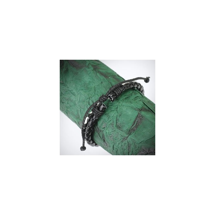 Bracelet Homme en Cuir noir et blanc Tressé
