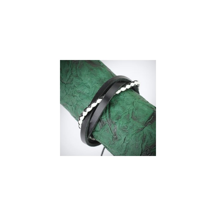 Bracelet Homme en Cuir noir et blanc