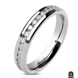 Bague Éternité en Acier avec Oxydes de Zirconium