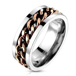 Bague Homme en Titane avec Chaîne Café – Élégante et Durable