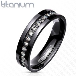 Bague en Titane Noir Sertie de Pierres – Élégance et Modernité